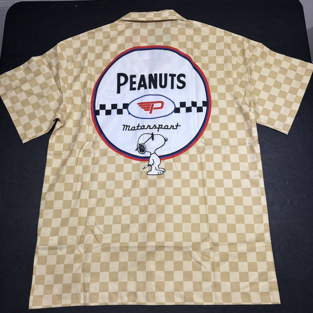Men's Small (S) Peanuts Racing Motorsports Shirt. Button Down Checker Flag - Picture 2 of 8